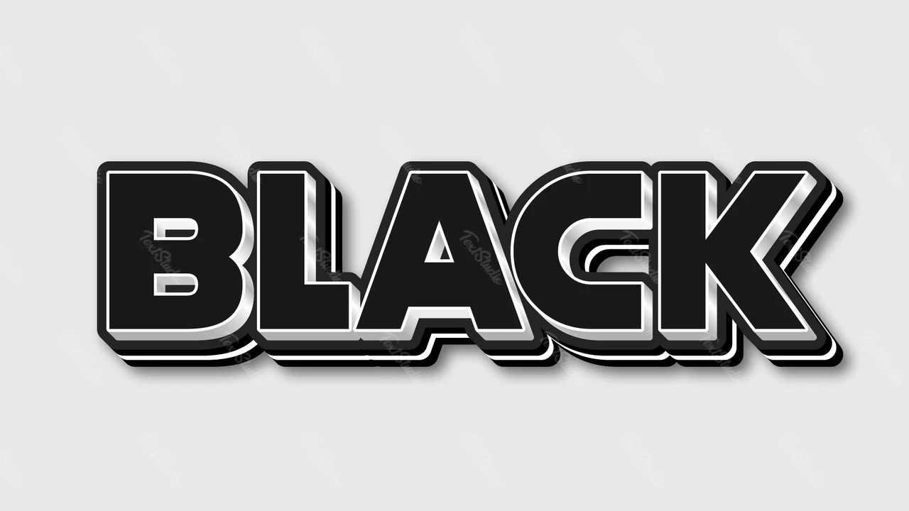 Efeito de texto preto 3d elegante