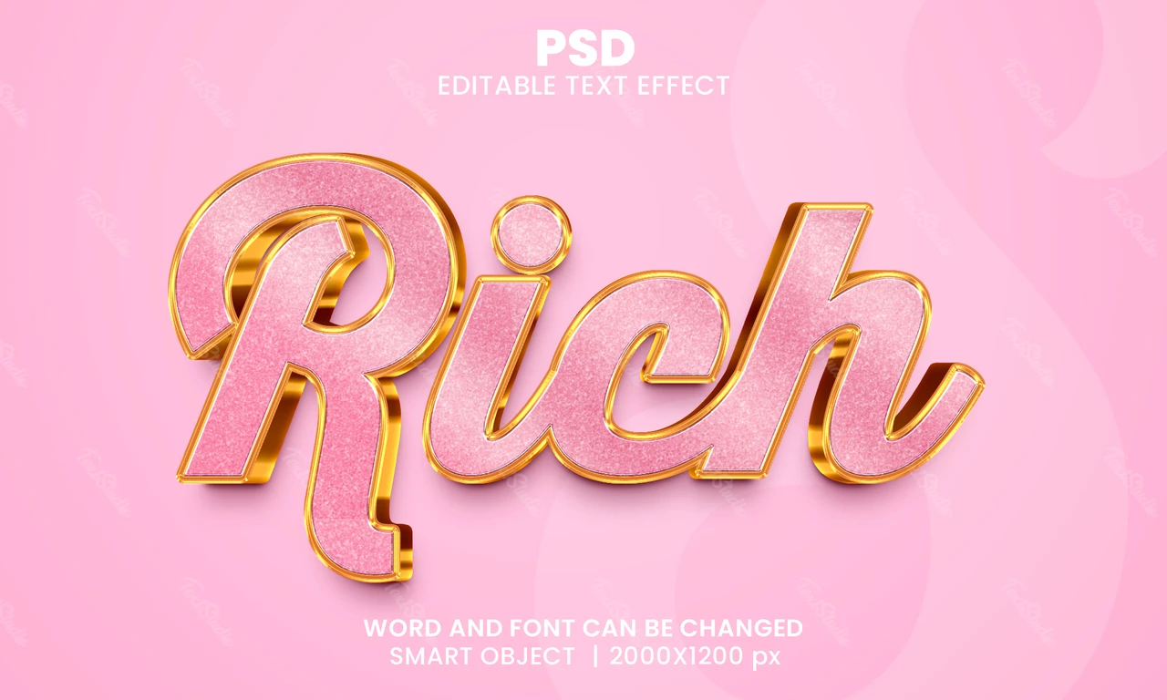 Efeito de texto 3d de garota rica