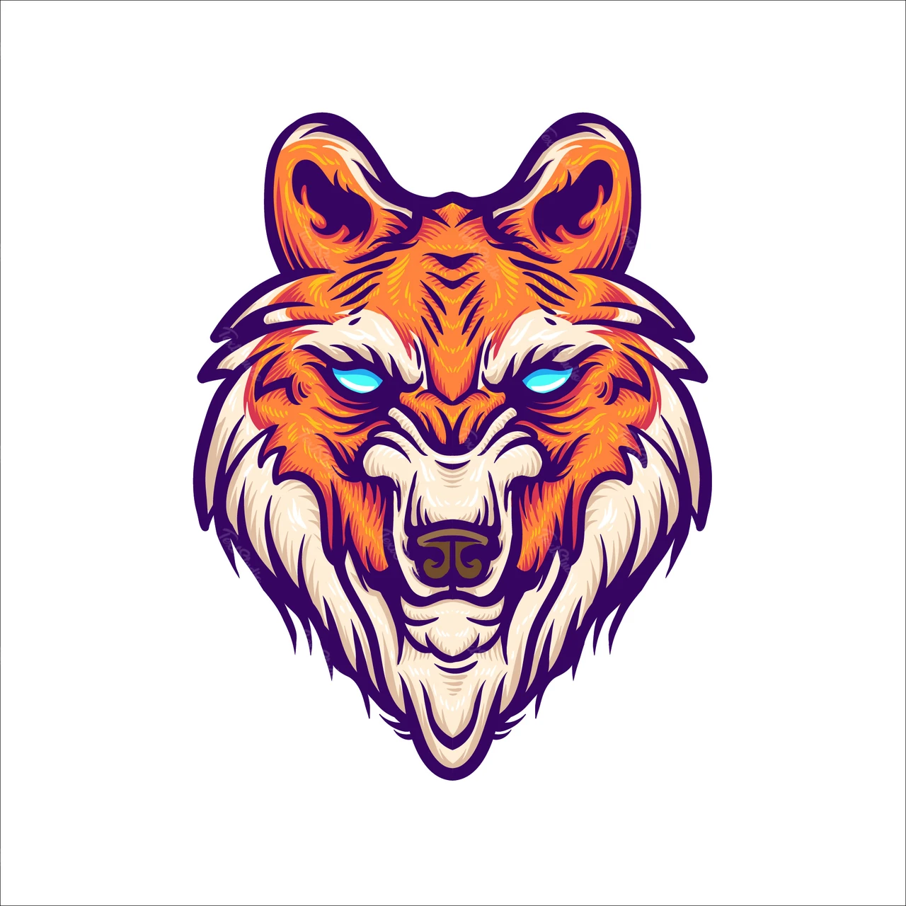 Ilustración vectorial de una cabeza de lobo feroz