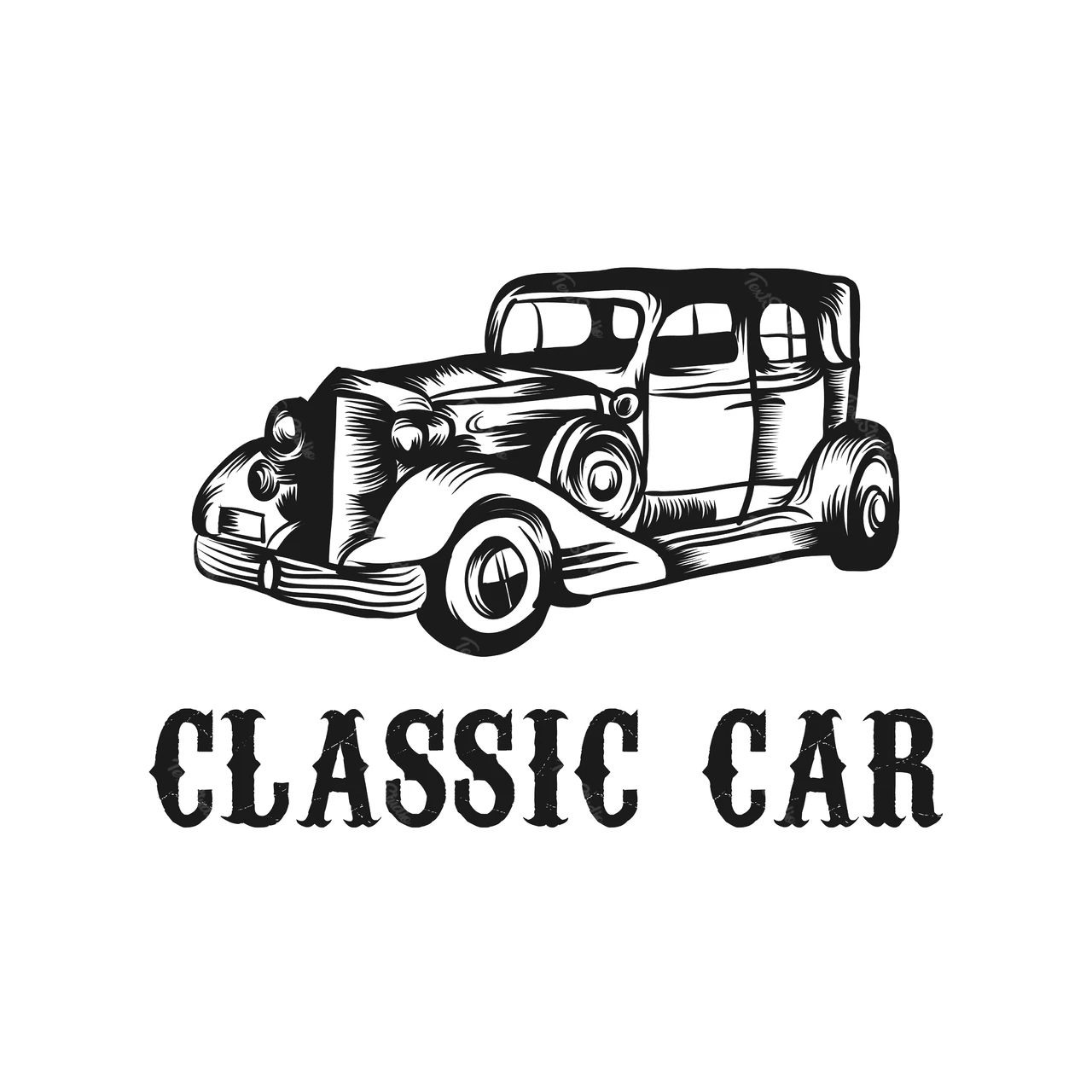 Vintage Car Illustration in Retro Style