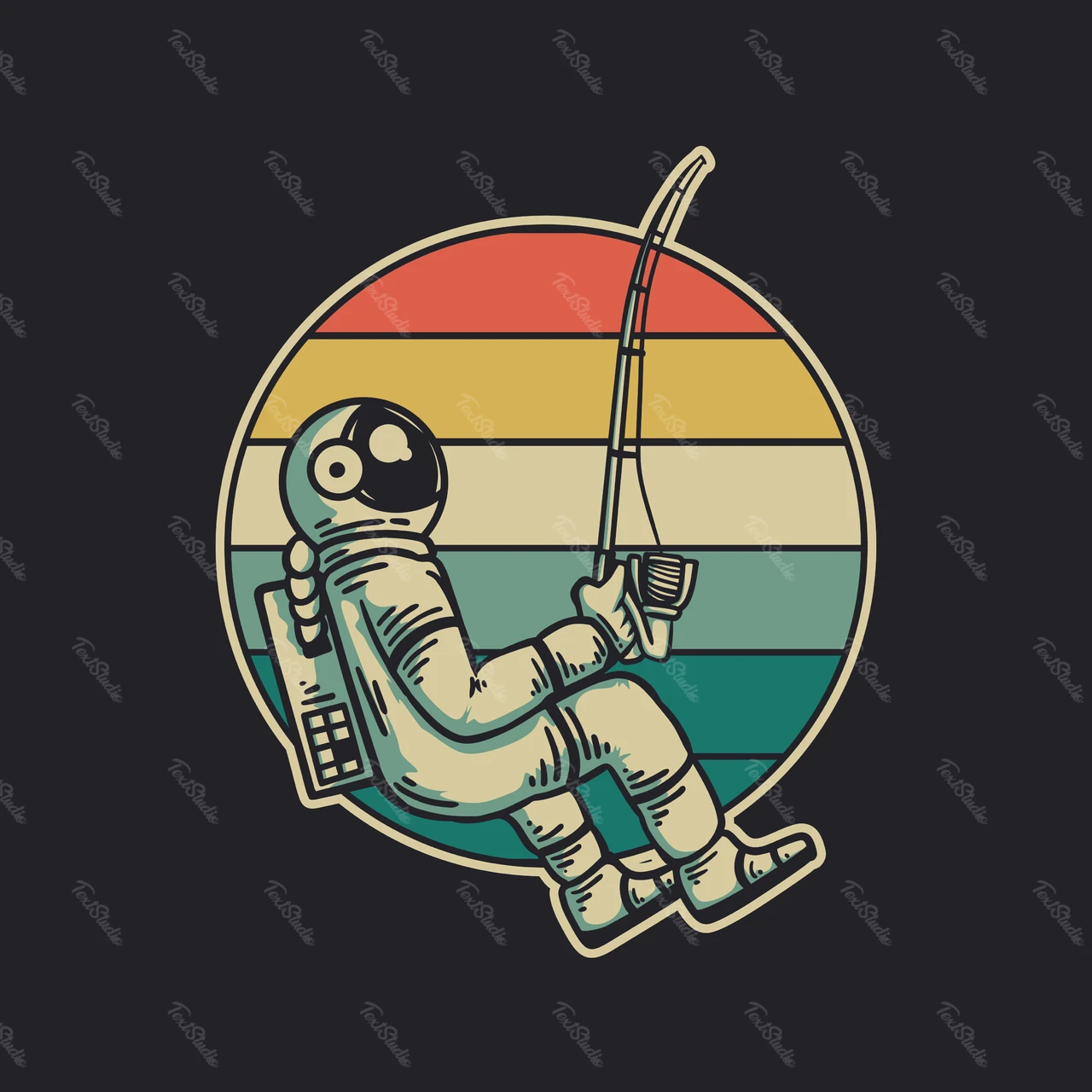 Ilustração de pesca de astronauta retrô