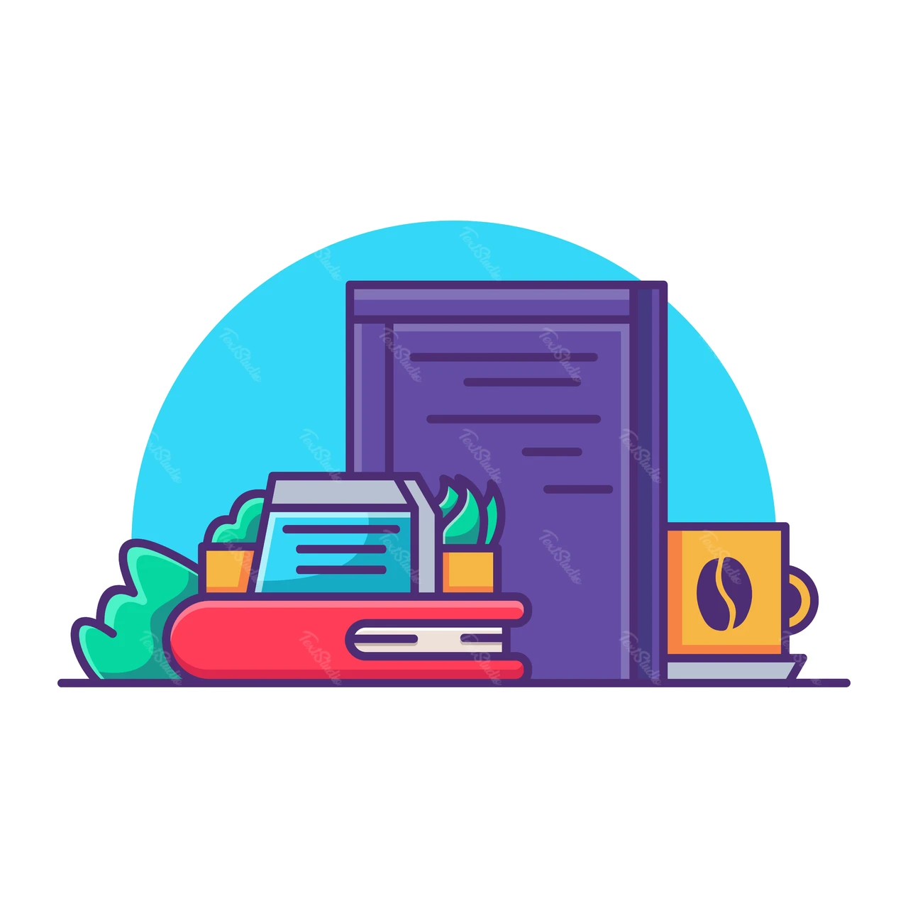 Flat Illustration of Study Essentials