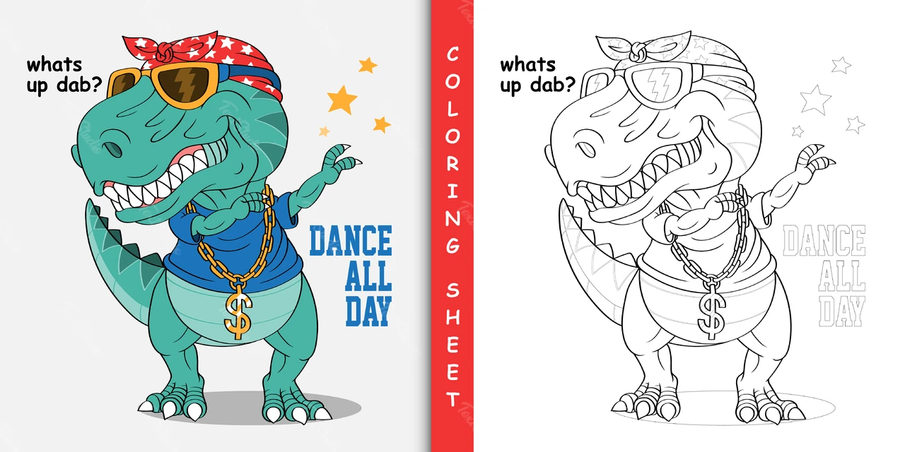 Diseño de página de libro para colorear con dinosaurio