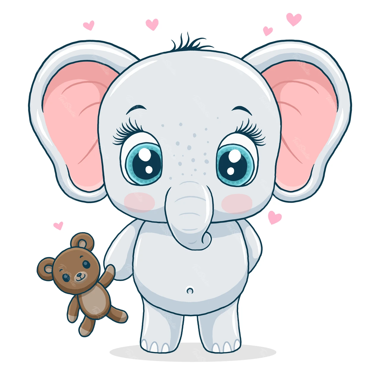 Cute Cartoon Baby Elephant Illustration