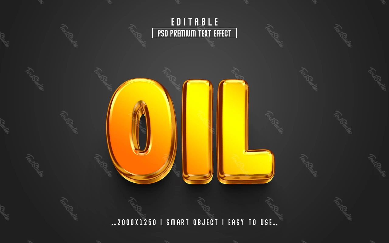 Oil Yellow Gold 3D Text Effect
