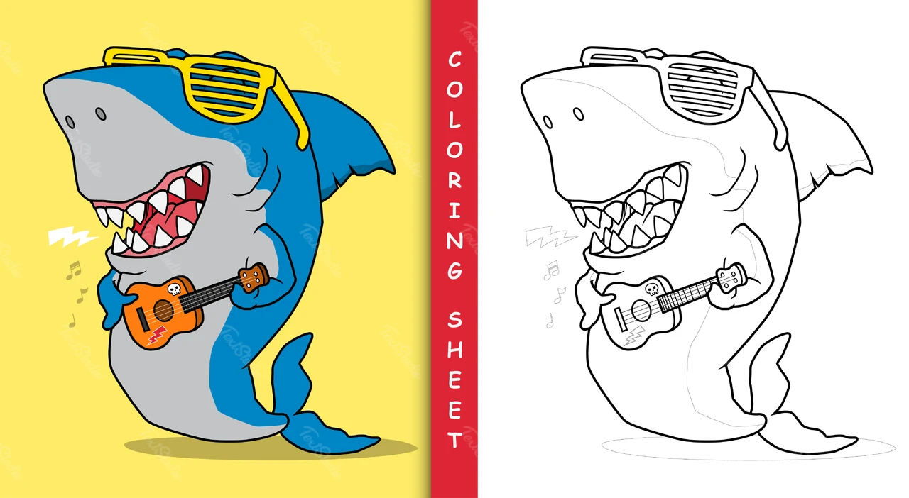 Dibujos animados de tiburones para colorear