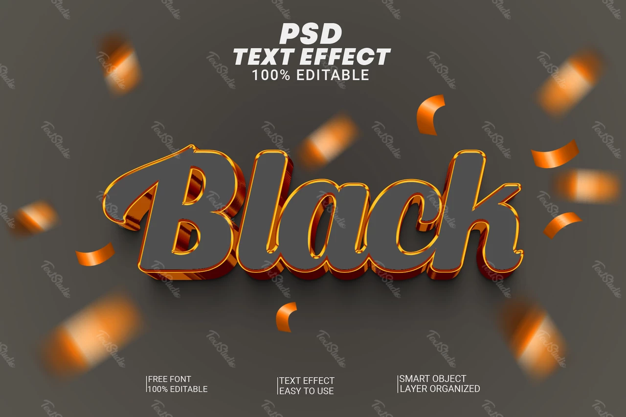 Black Party 3D Text Effect