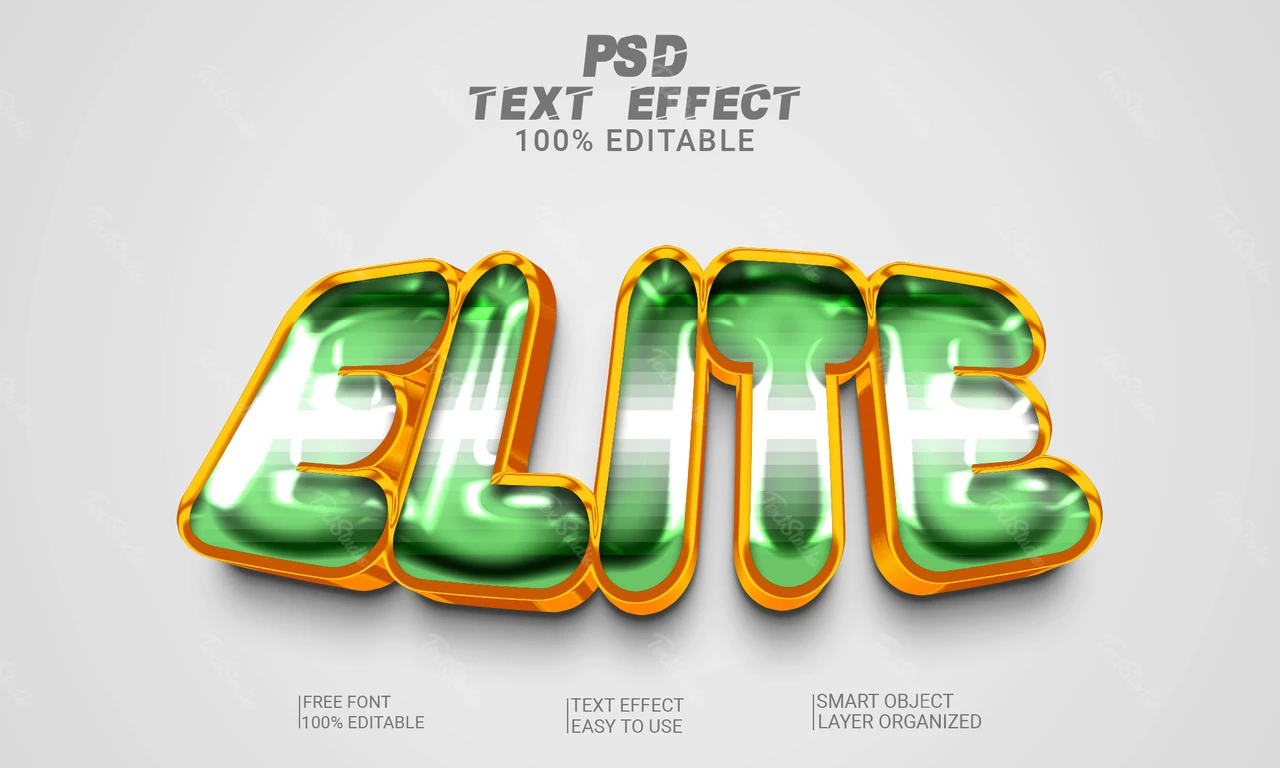Elite curved 3d font style effect