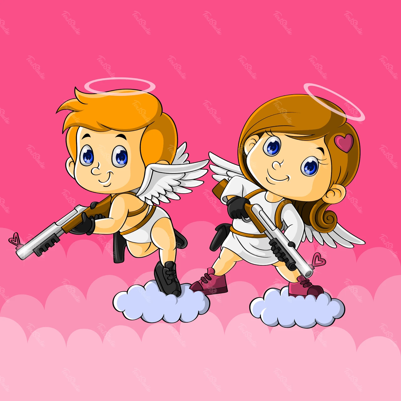 Cartoon Style Angel Characters Illustration