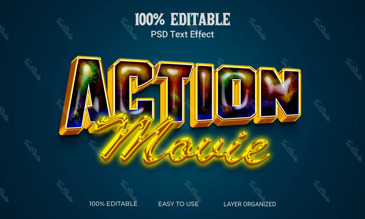 Action Movie Retro Vintage 3D Text Effect