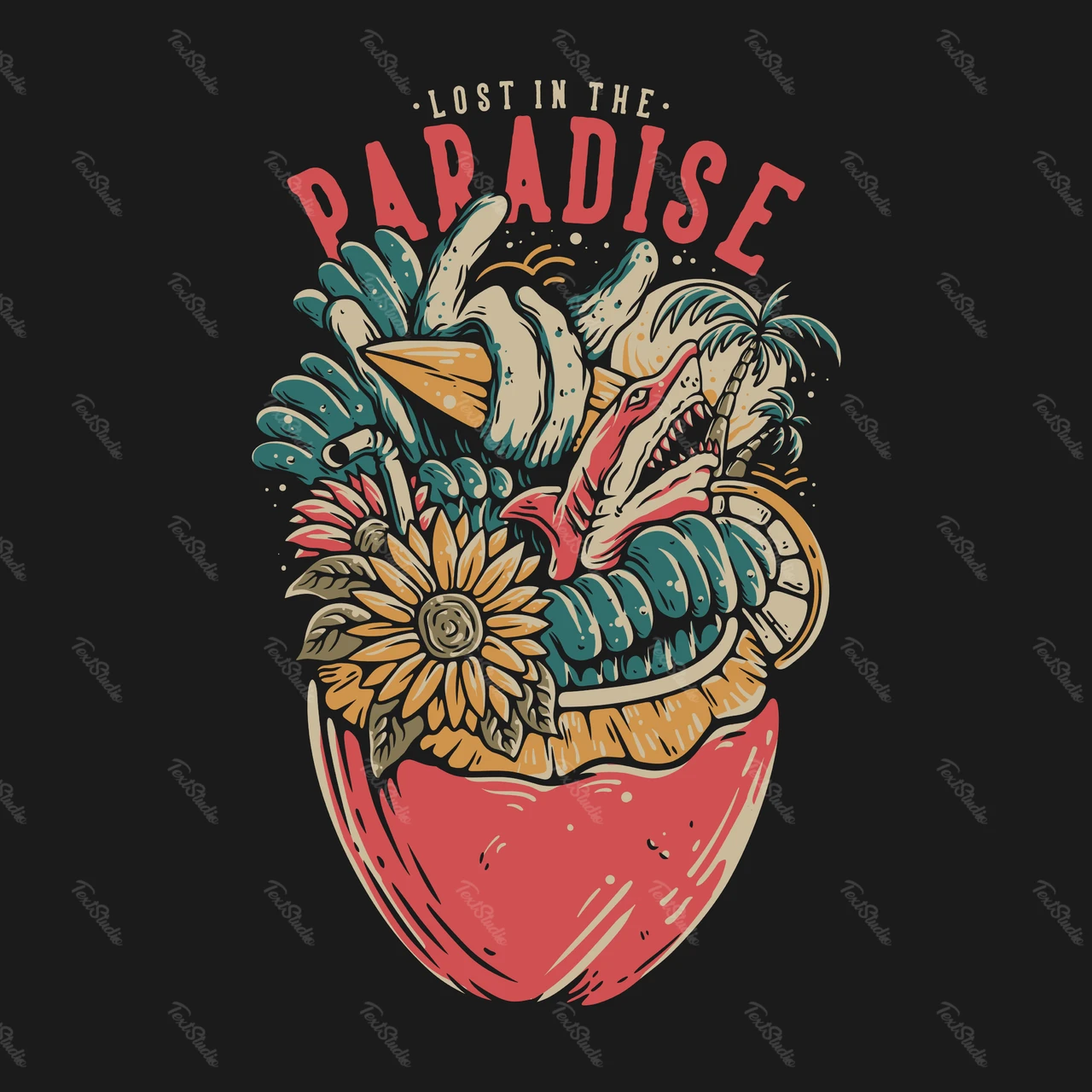 Vintage Illustrative Tropical Design