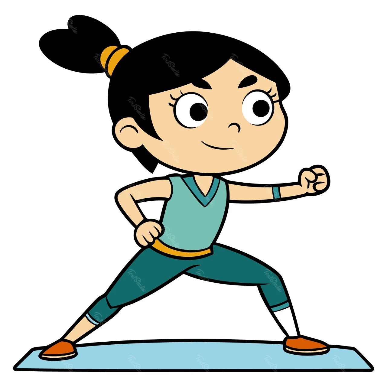 Flat design personage in actie pose