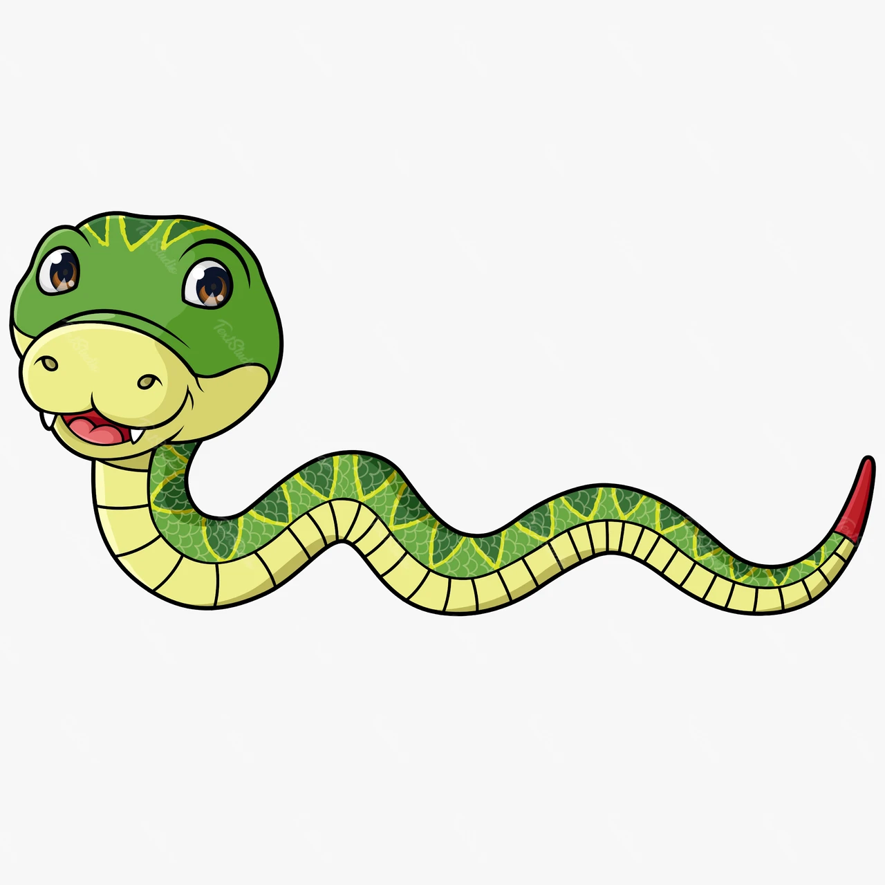 漫画風の親しみやすいヘビのイラスト