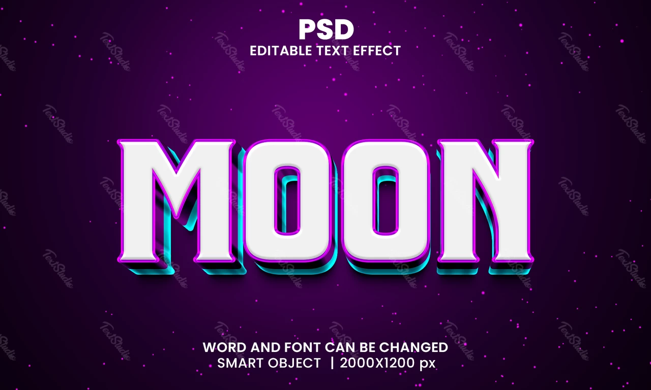 Purple Moon 3D Text Effect