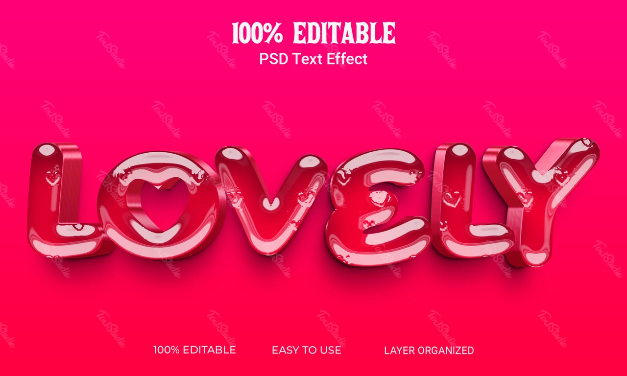 Lovely Cute Pink Bubbly 3D Text Effect