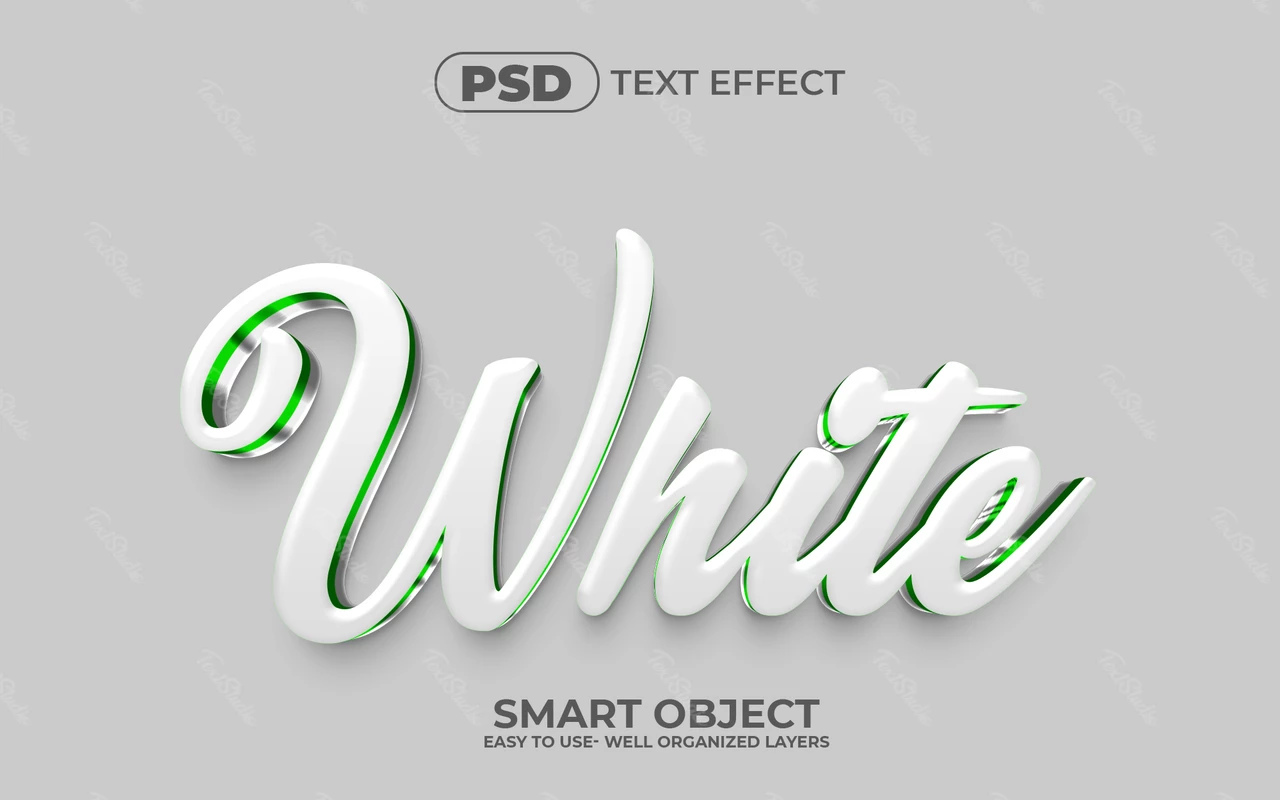 White Green 3D Text Effect