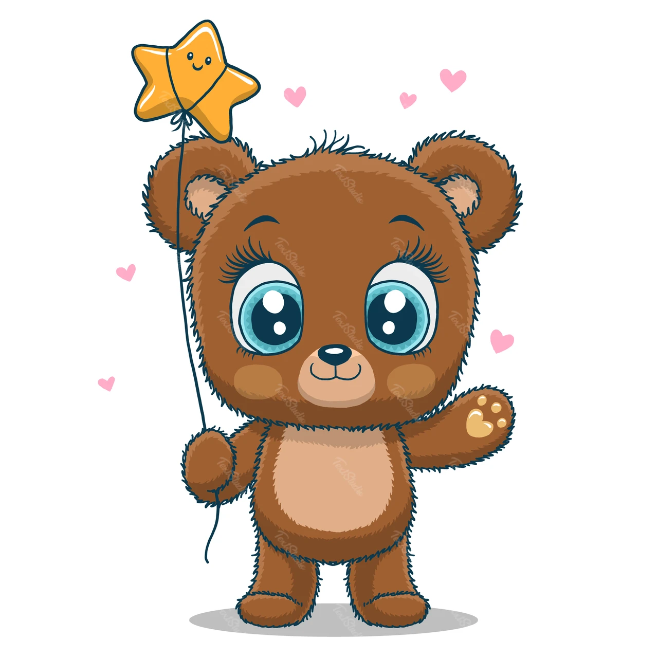 Cute Cartoon Bear with Star Balloon