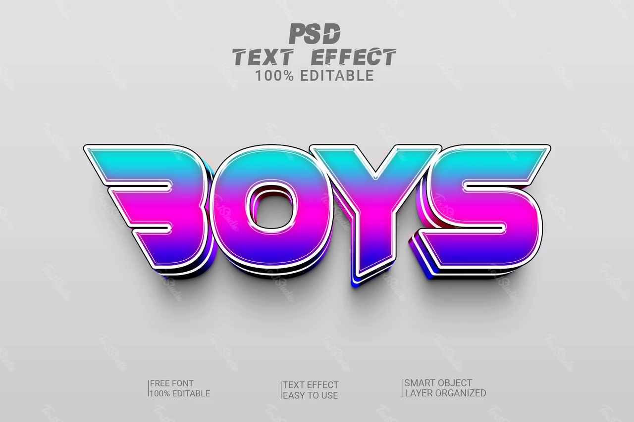 Boys Tuning Superhero 80s 3D Text Effect