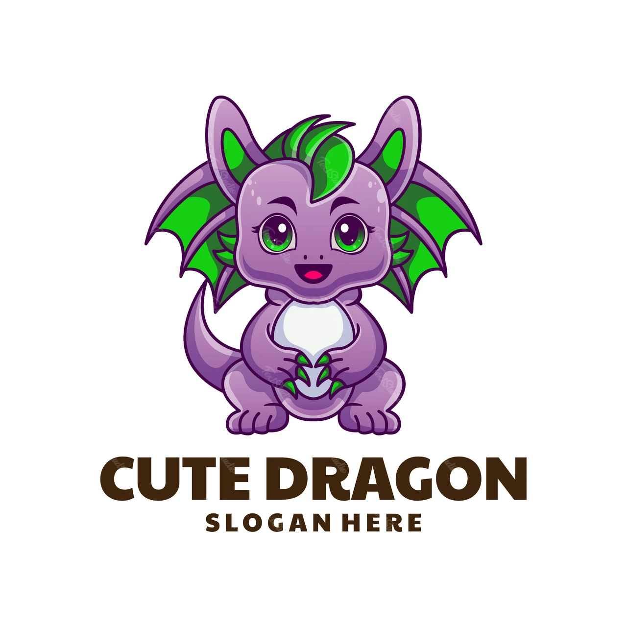Cute Cartoon Dragon Logo Design