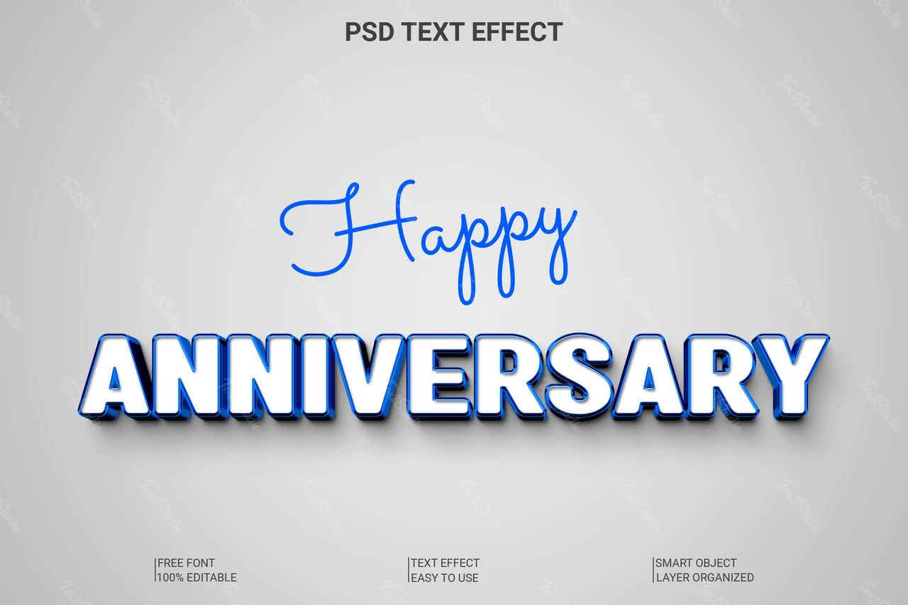 Happy Anniversary 3D Font Style Effect