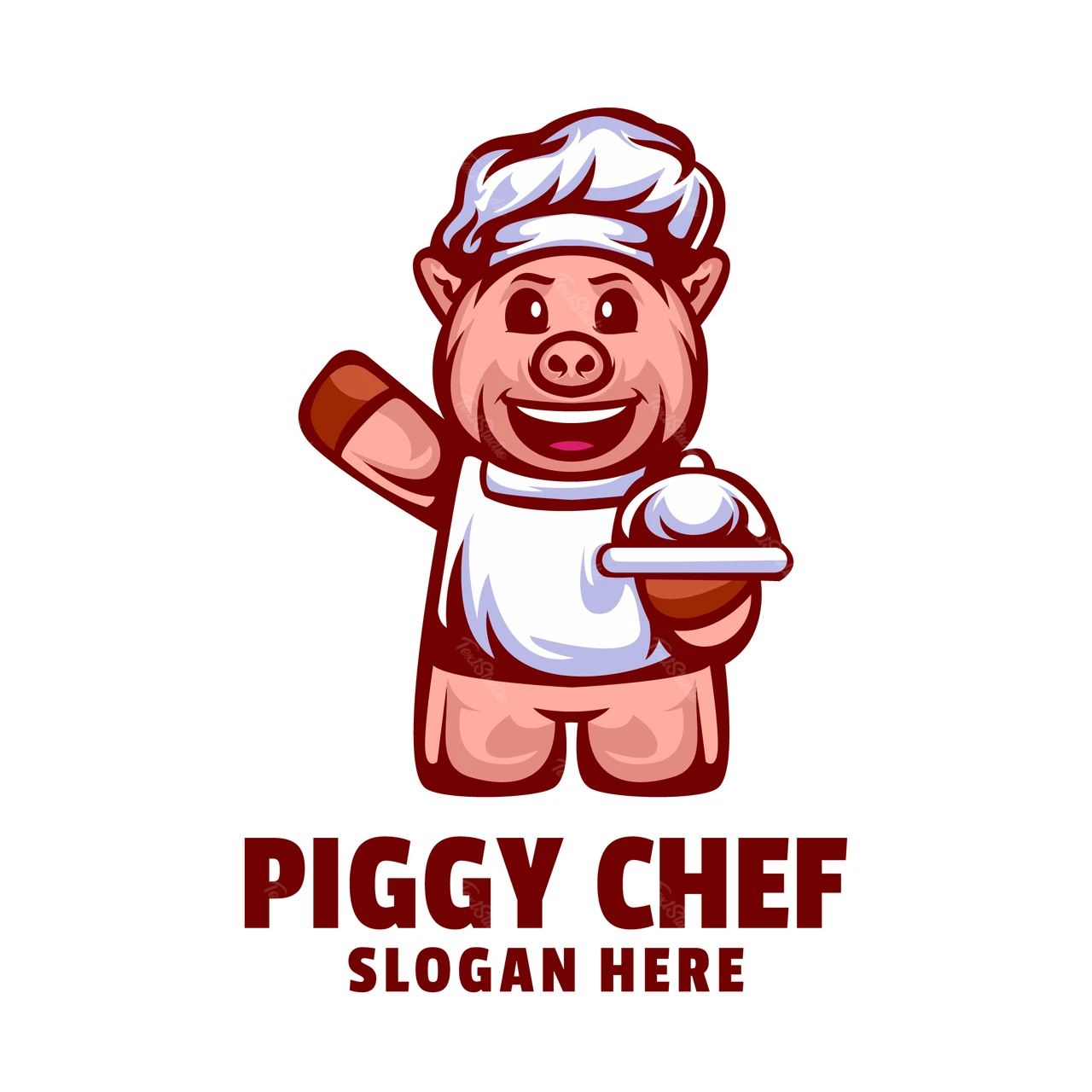 Mascotte chef maiale in stile cartoon