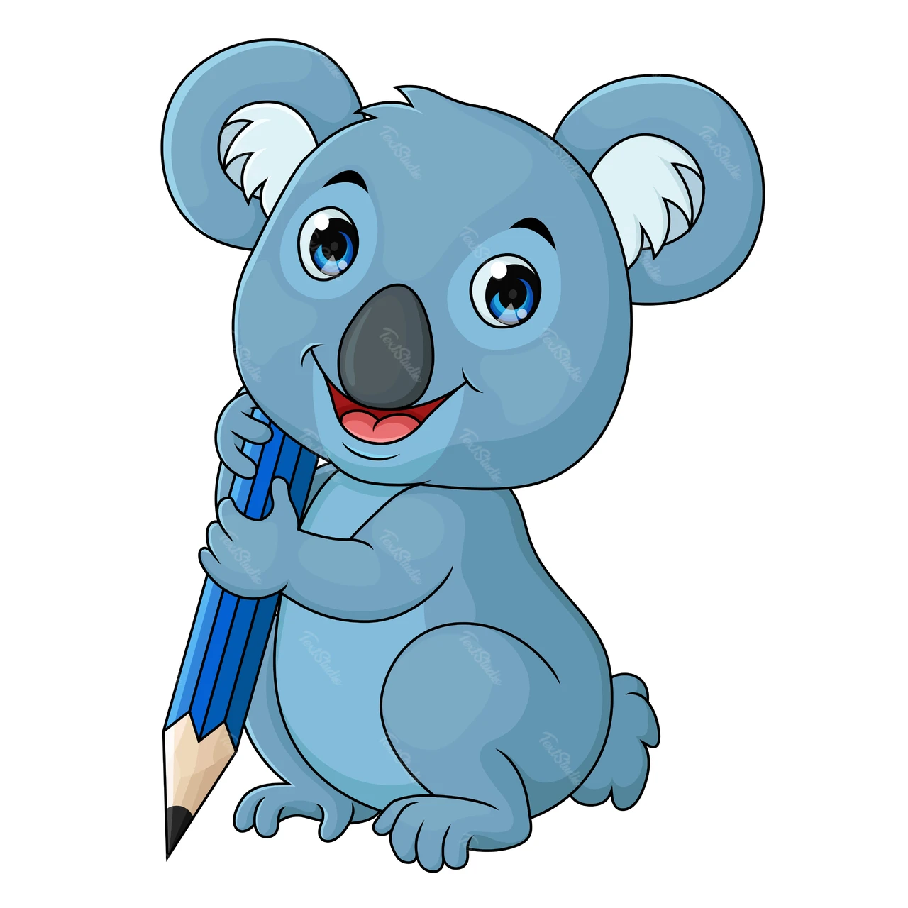 Cartoon Koala Holding Pencil Illustration