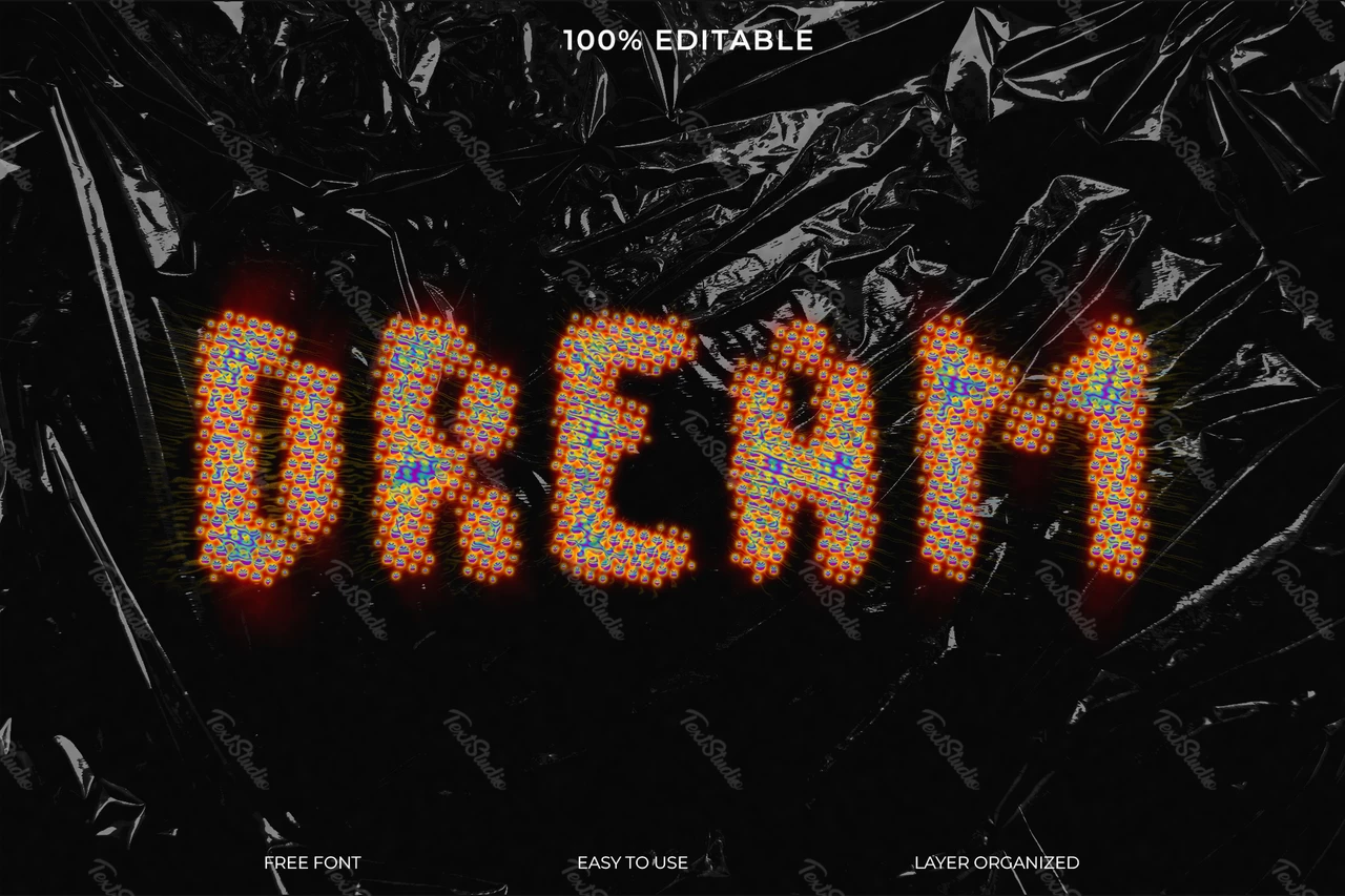 Dream Acid Trash Bag Font Style Text Effect