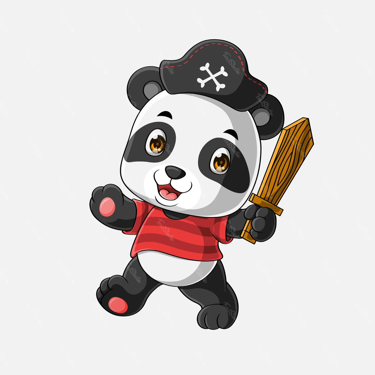 Ilustracja przedstawiająca postać pirata pandy