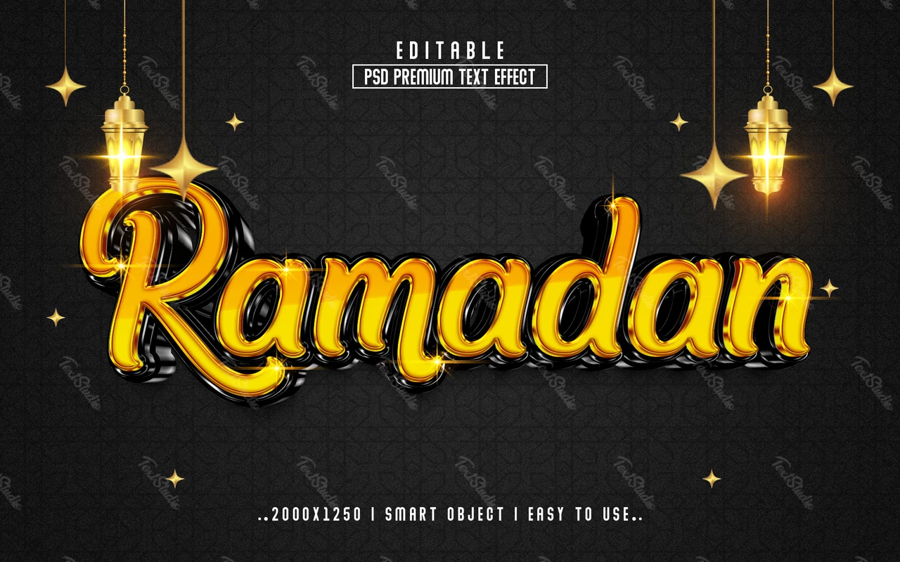 Ramadan Oriental Golden 3D Text Effect