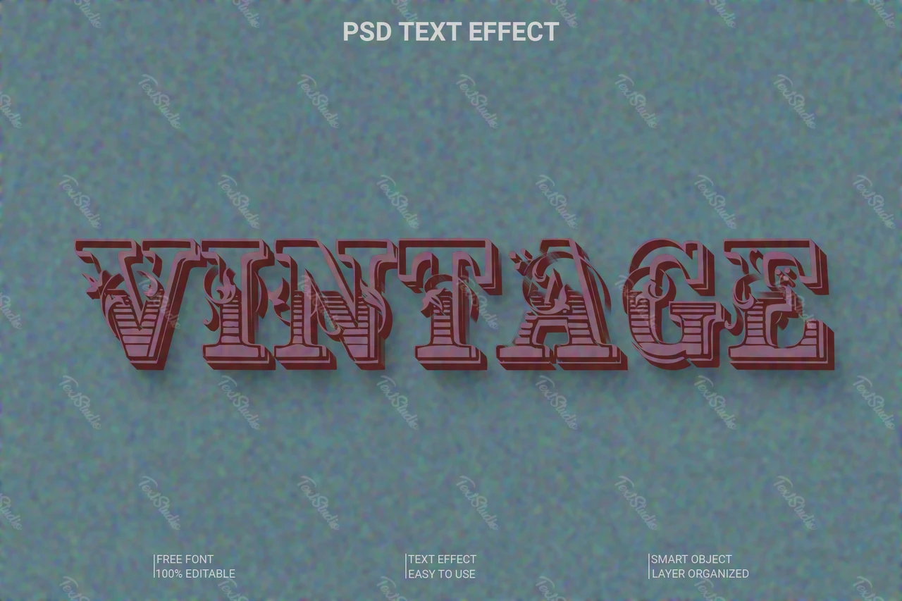 Efeito de estilo de fonte 3d de salão vintage