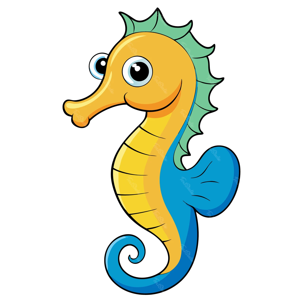 Cartoon-Stil Seepferdchen Illustration