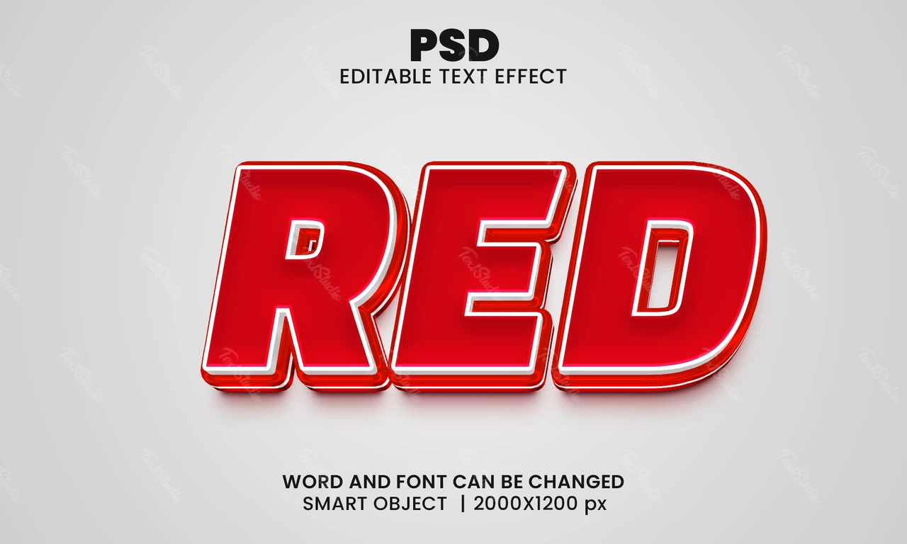 Efecto de texto 3d rojo simple