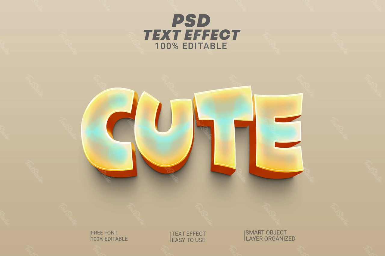 Effet de texte mignon et amusant, bande dessinée d'enfants 3d