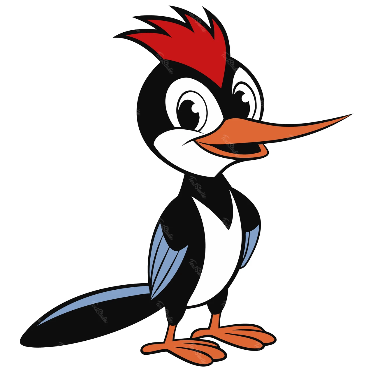 Cartoon Style Woodpecker Character