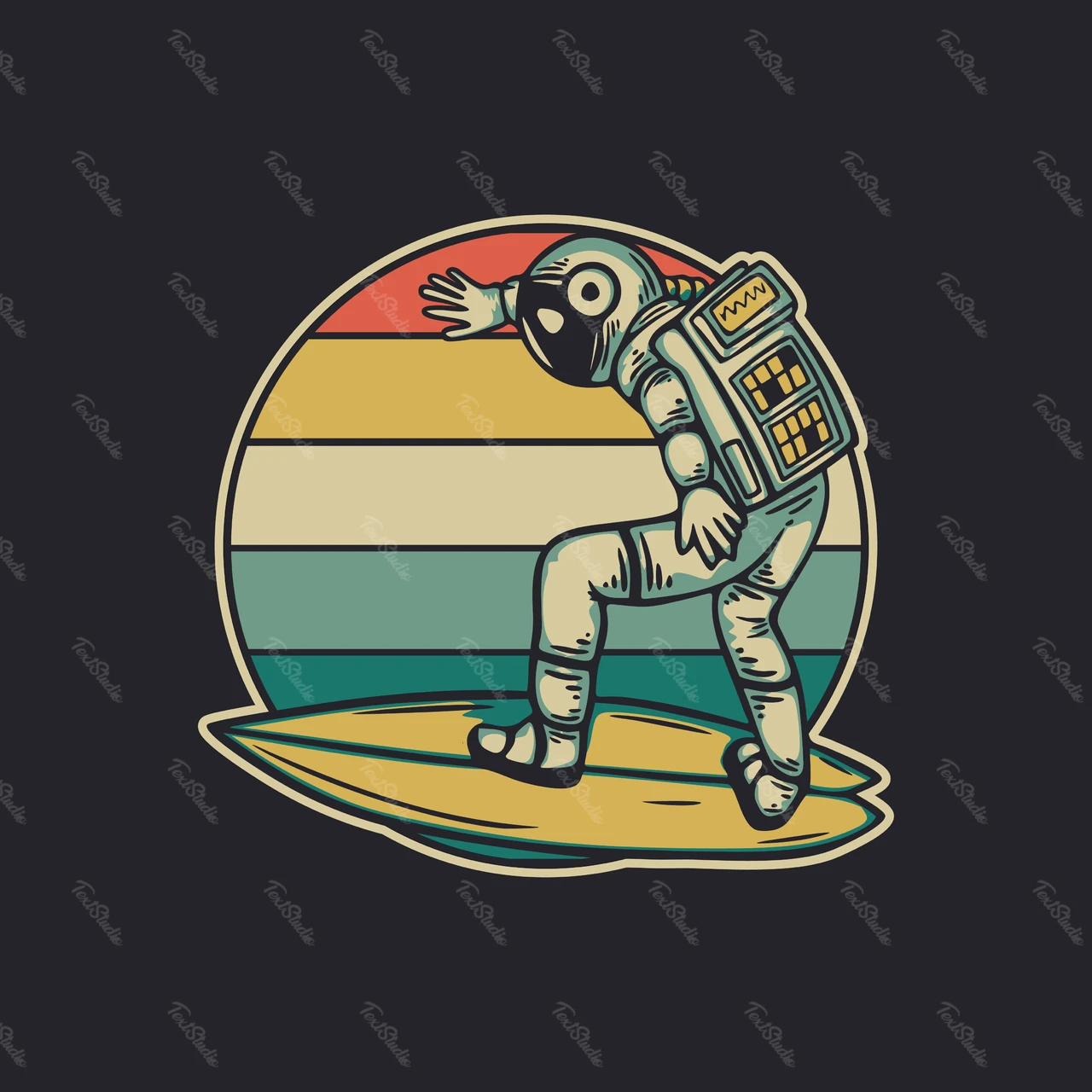 Retro Astronaut surfen Illustration