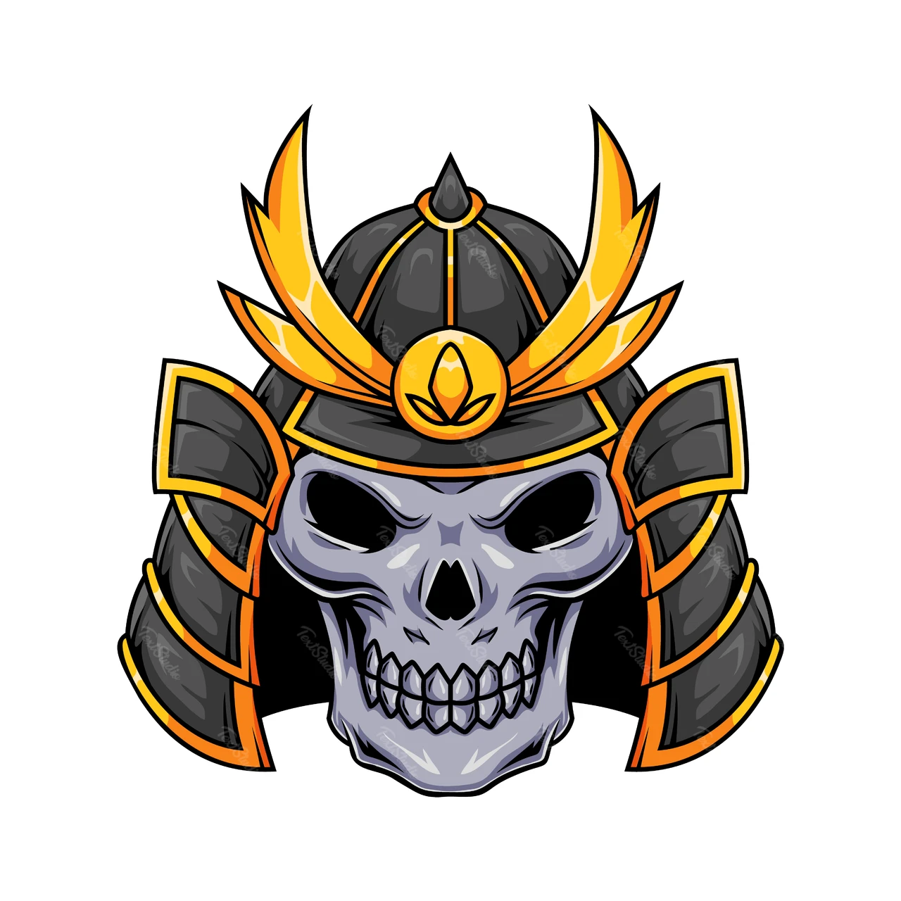 Samurai Skull Emblem Illustration