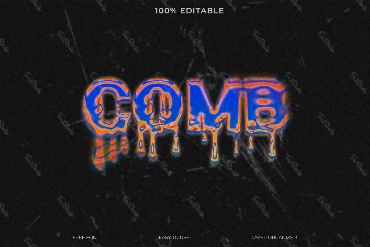 Comb Dripping Grunge Font Style Text Effect