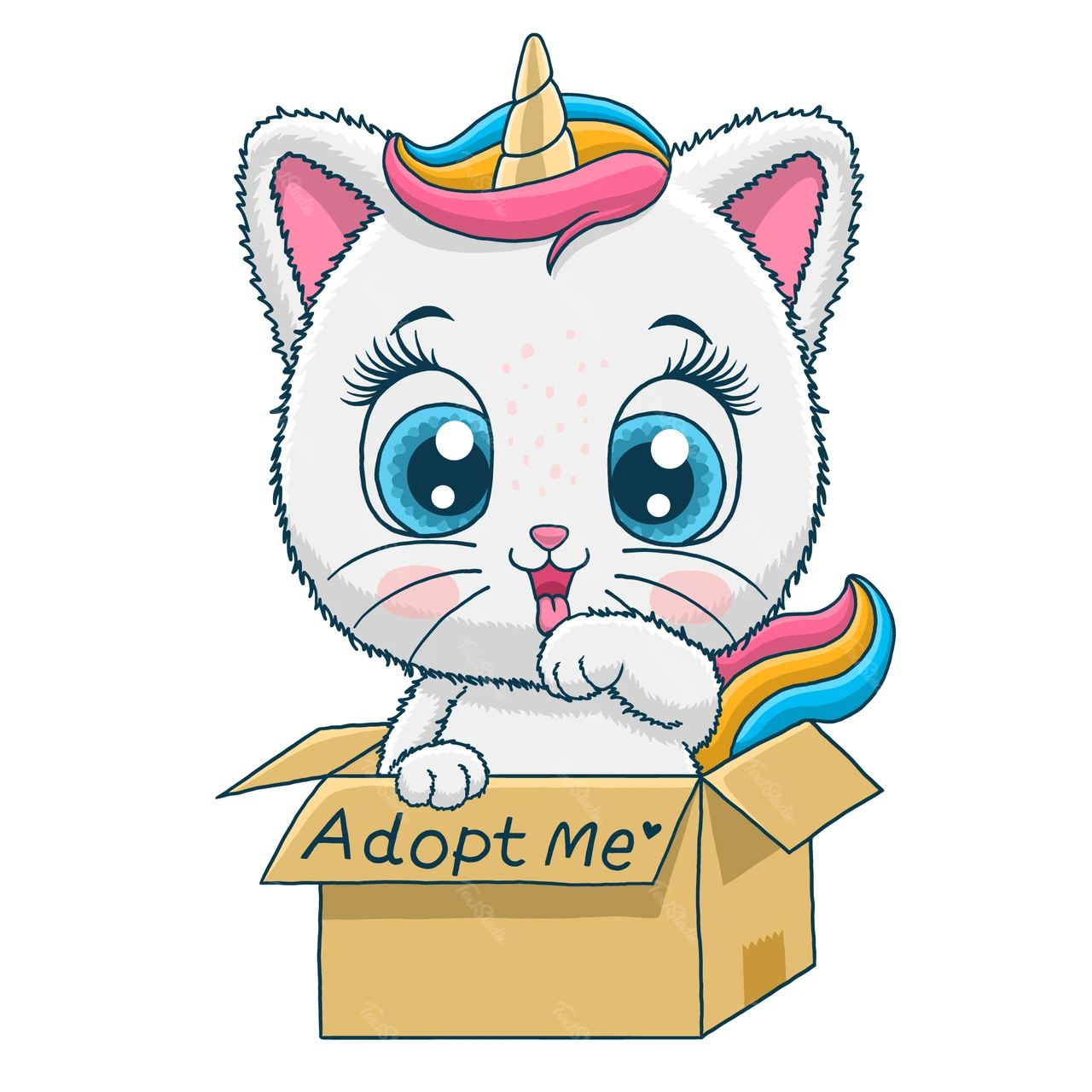 Cute Cartoon Unicorn Cat Illustration