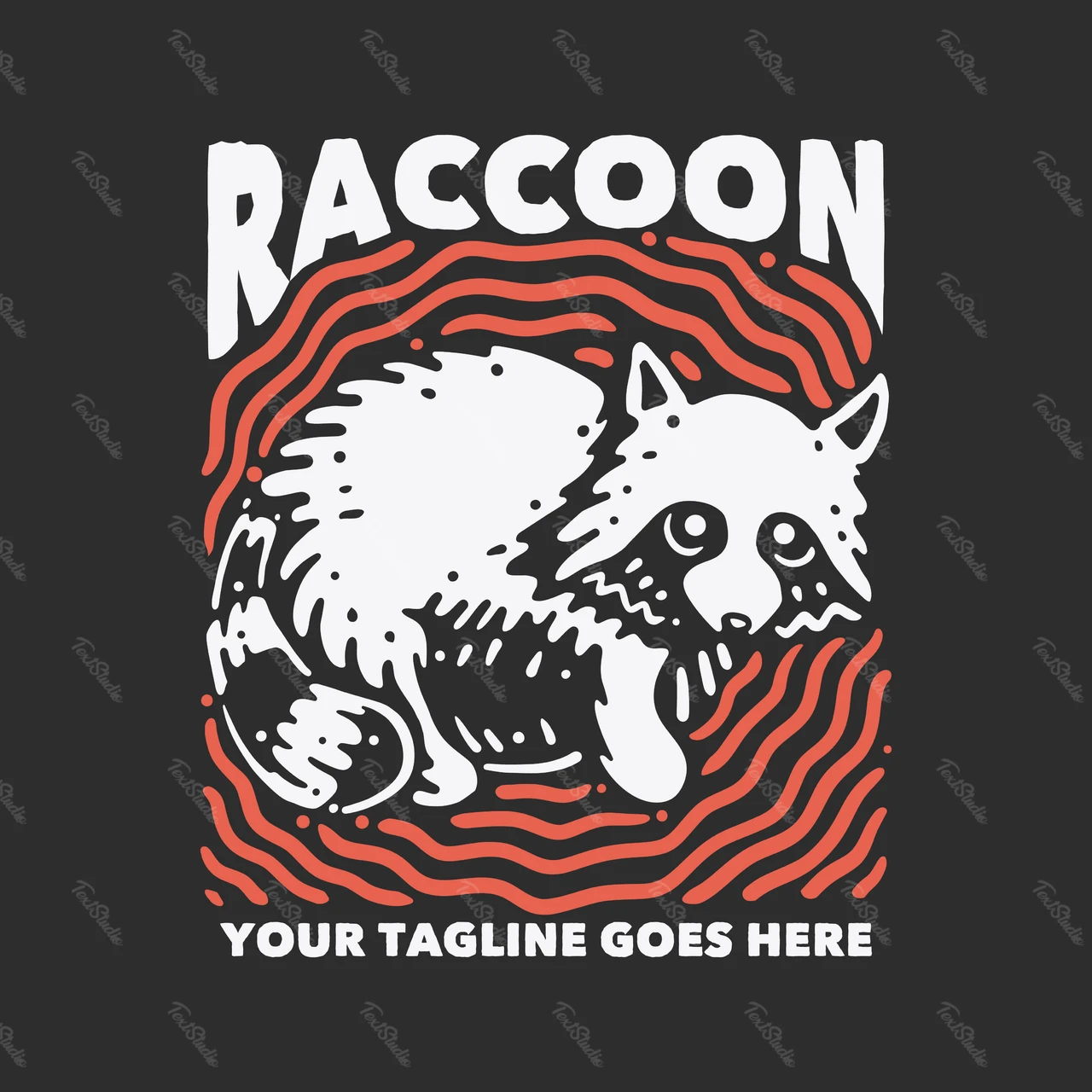 Logo monochrome en dessin au trait de raton laveur