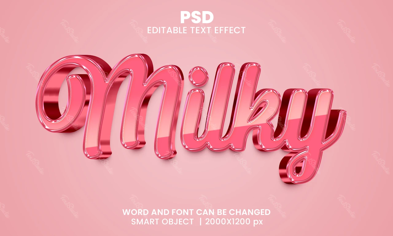 Efecto de texto 3d de cristal rosa lechoso