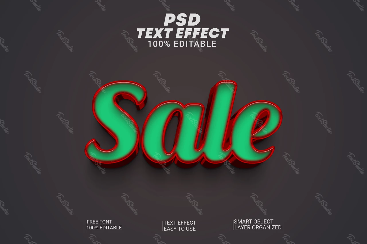 Venta verde comercial 3d efecto de texto