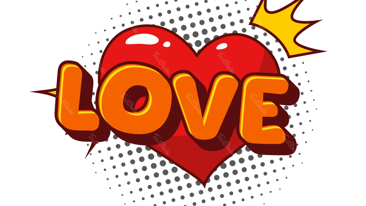 Amore effetto testo stile fumetto
