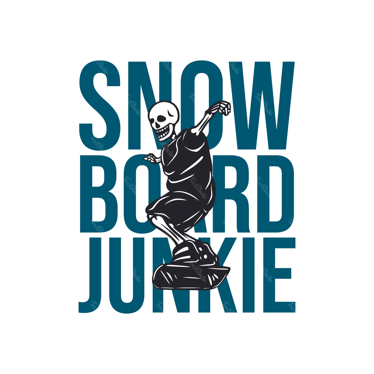 Snowboard junkie esqueleto ilustración
