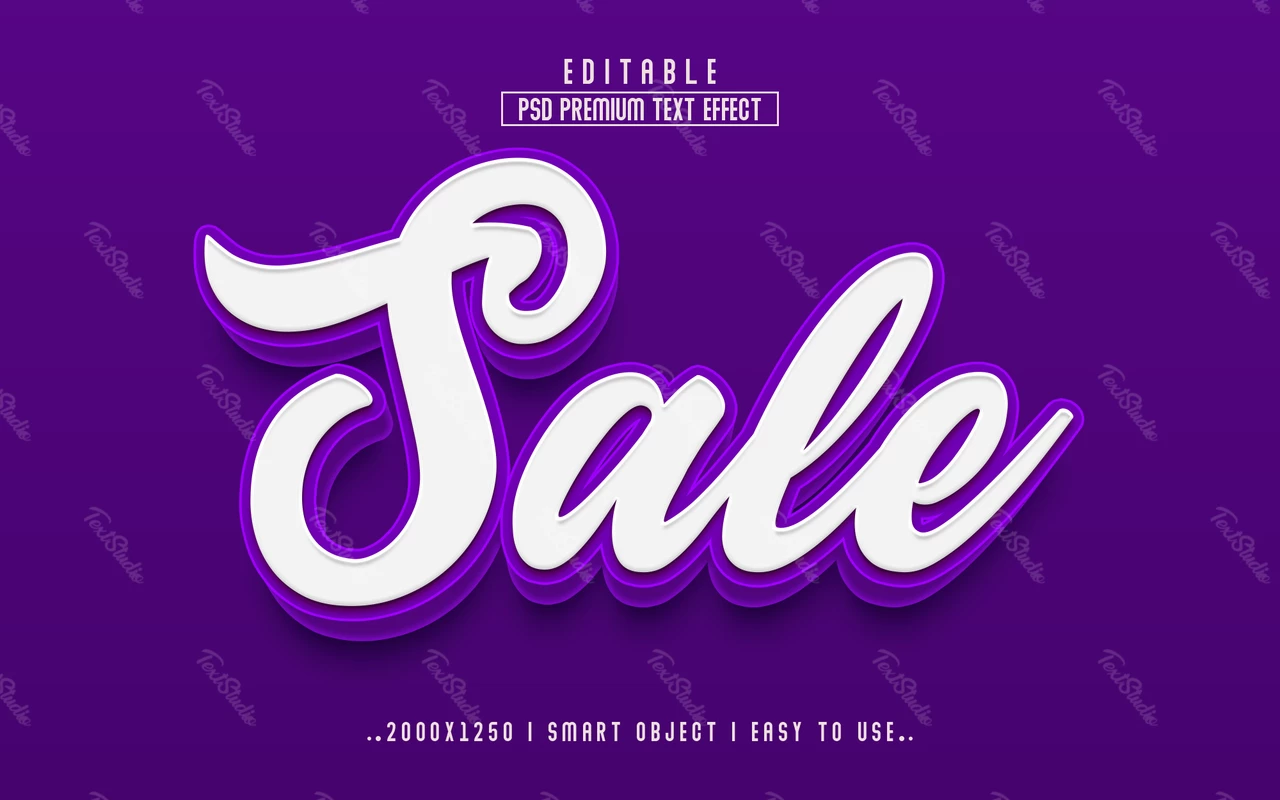 Sale Purple Cursive Commercial 3D Text Effect