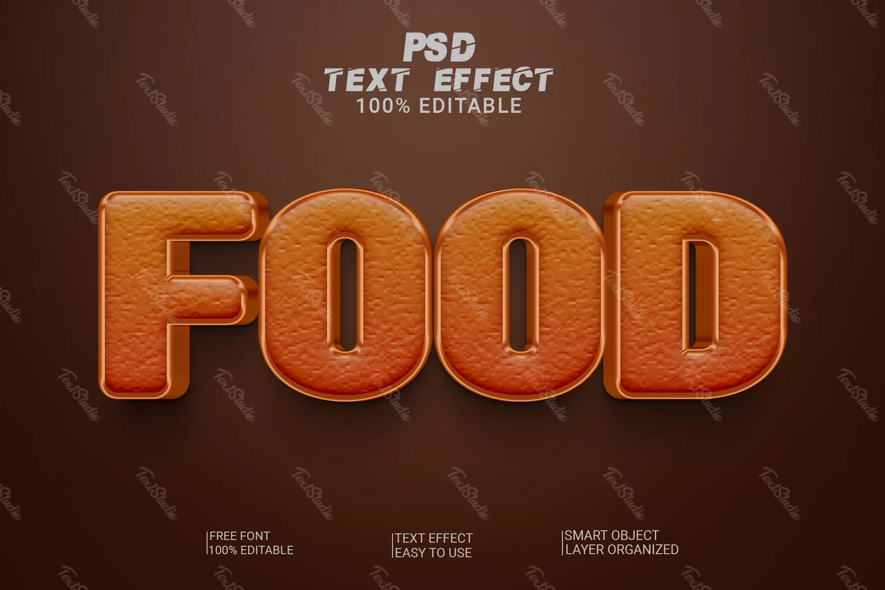 Food Caramel Toffee 3D Text Effect