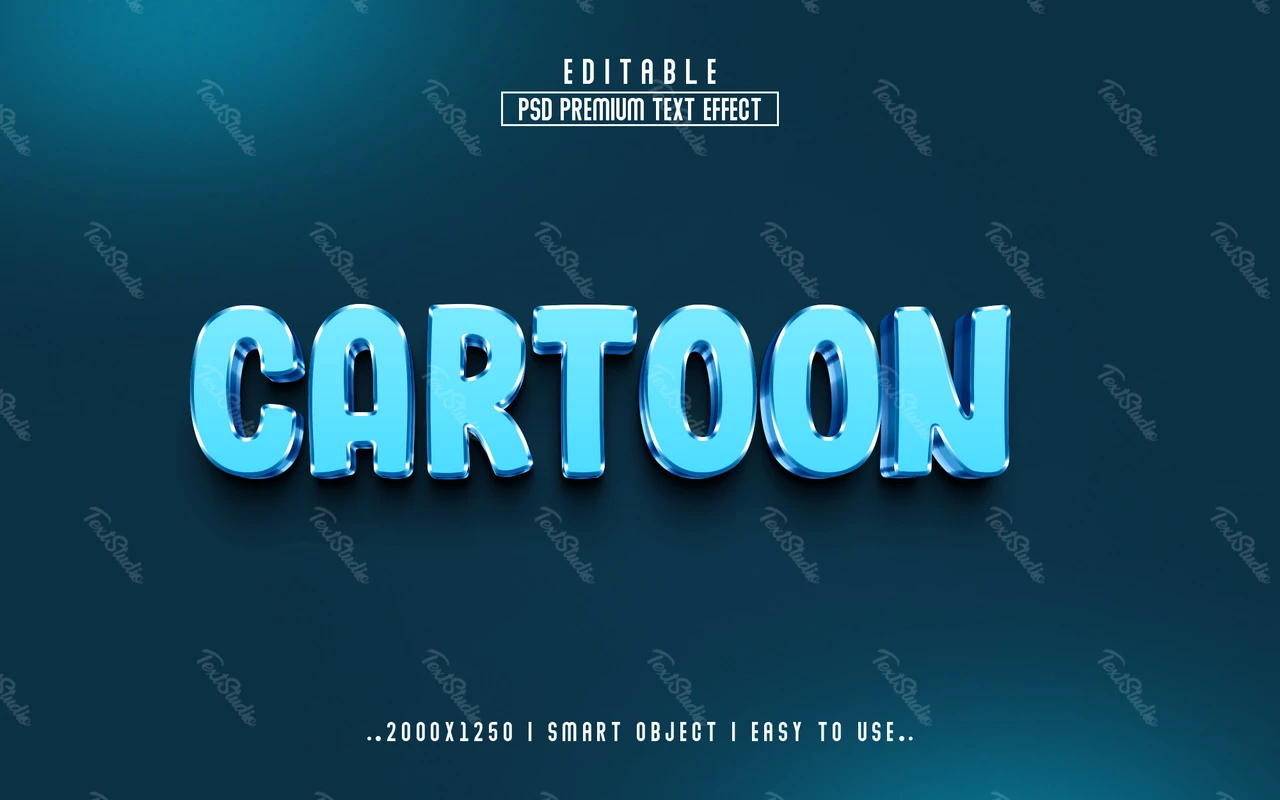 Cartoon Turquoise Comic Metallic 3D Text Effect
