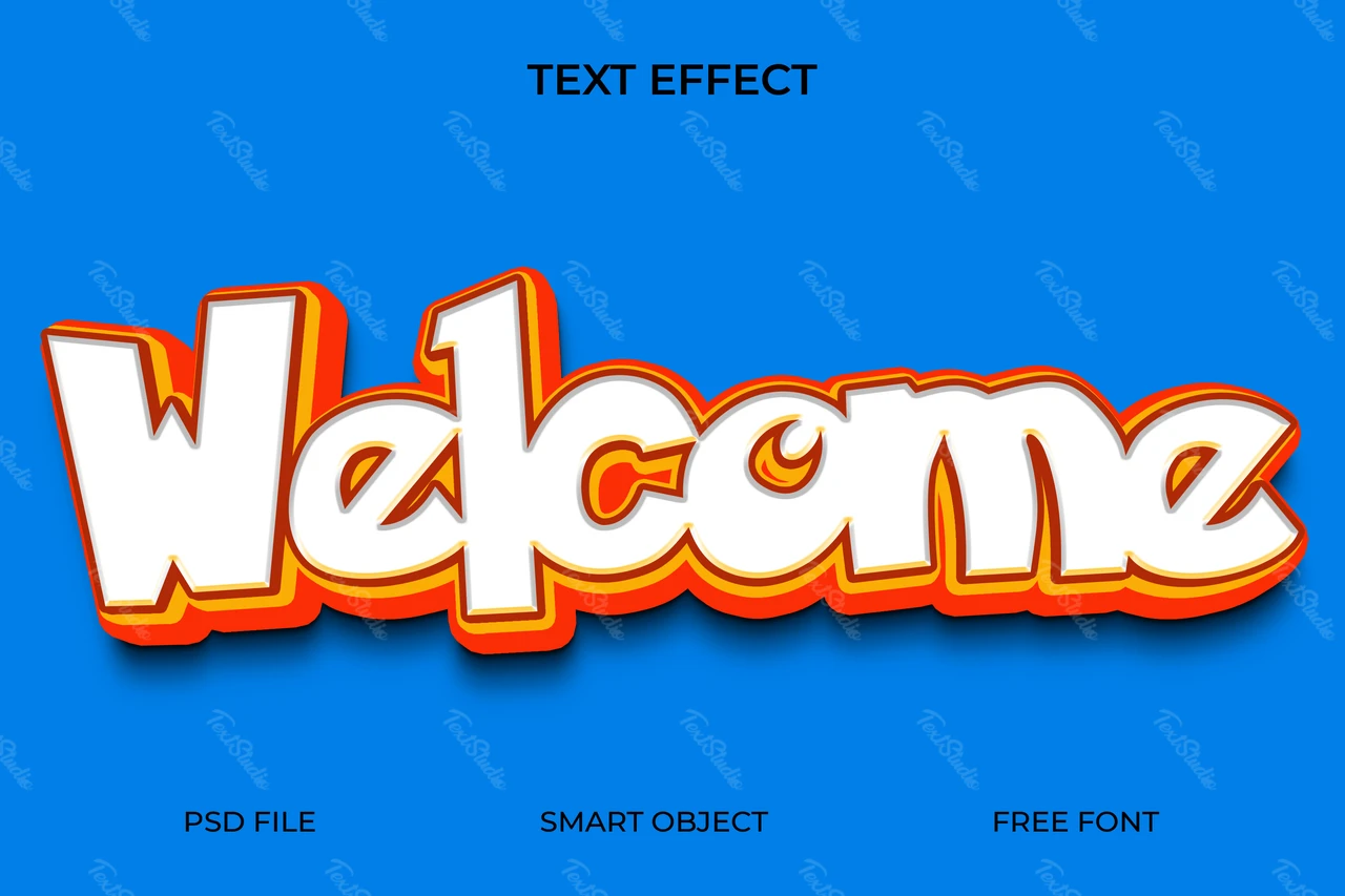3D Cartoon Style Welcome Text Effect