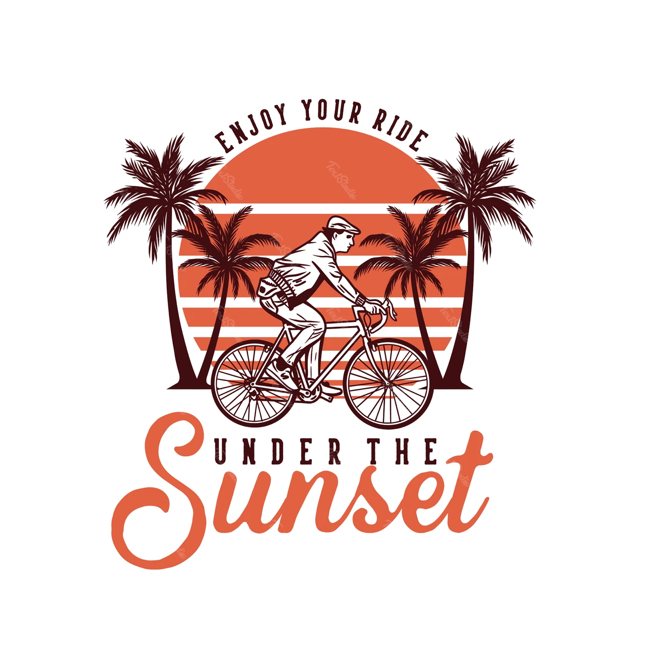ビンテージ自転車の夕焼けのイラスト