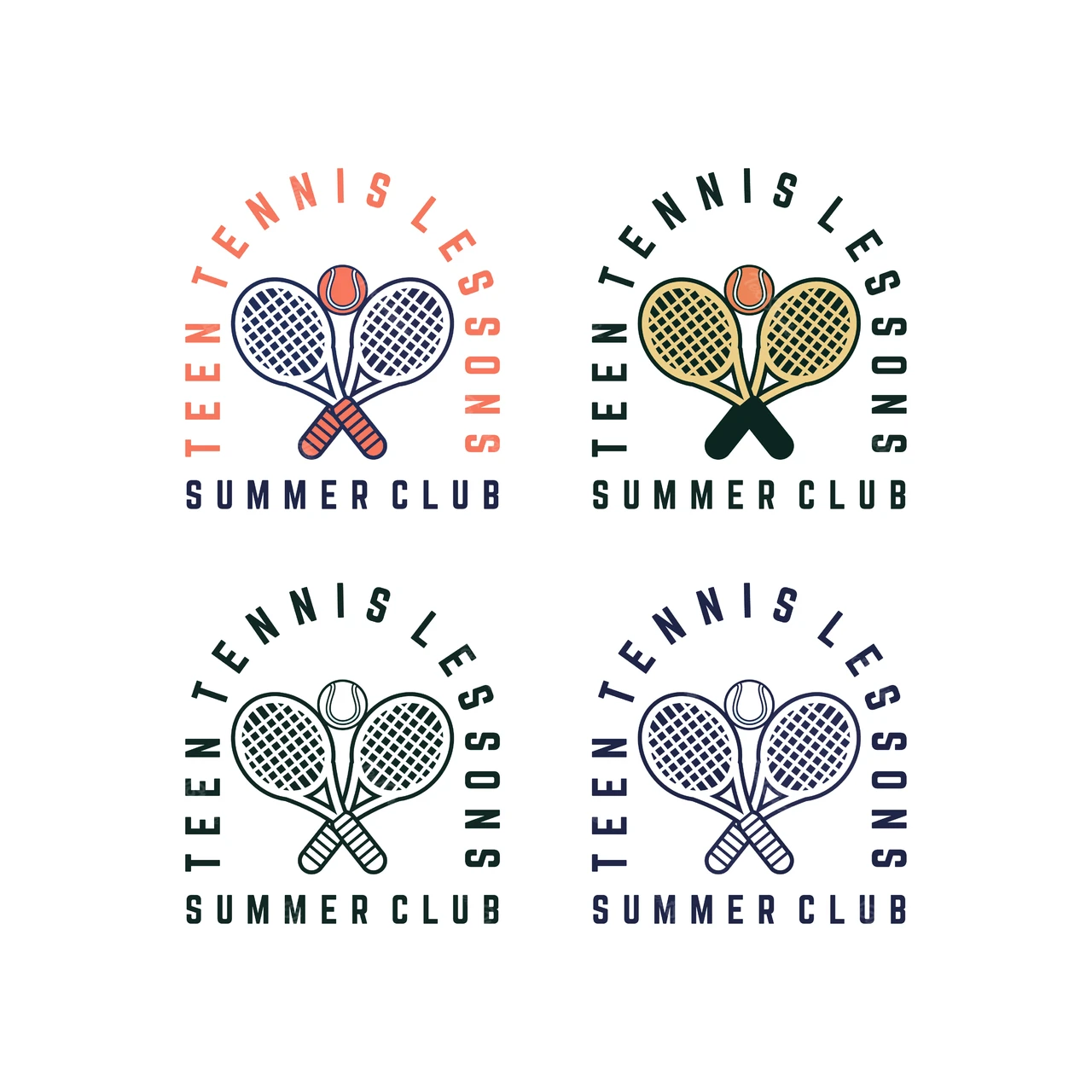 Vintage Badge Style Tennis Club Logo