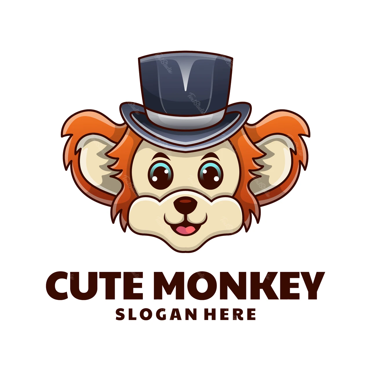 Design de logotipo de macaco fofo em estilo cartoon